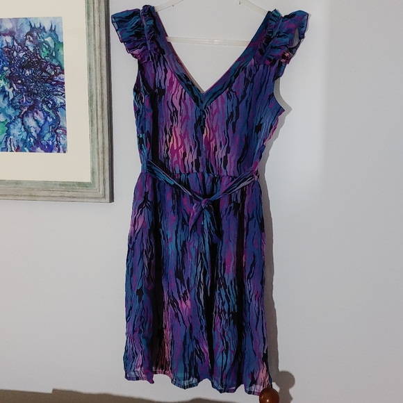 Coupé Collection Blue and Purple Print Dress - Picture 9 of 11